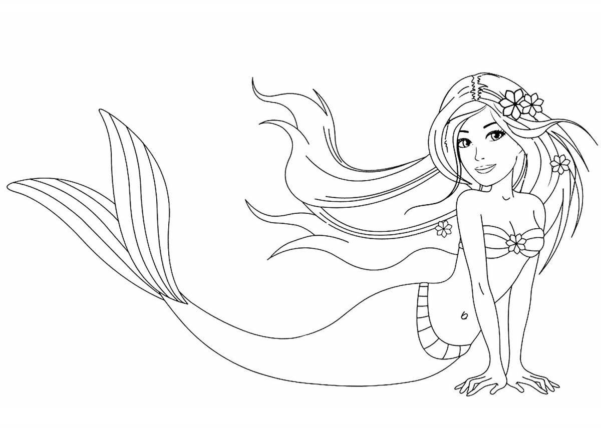 Majestic mermaid queen coloring page