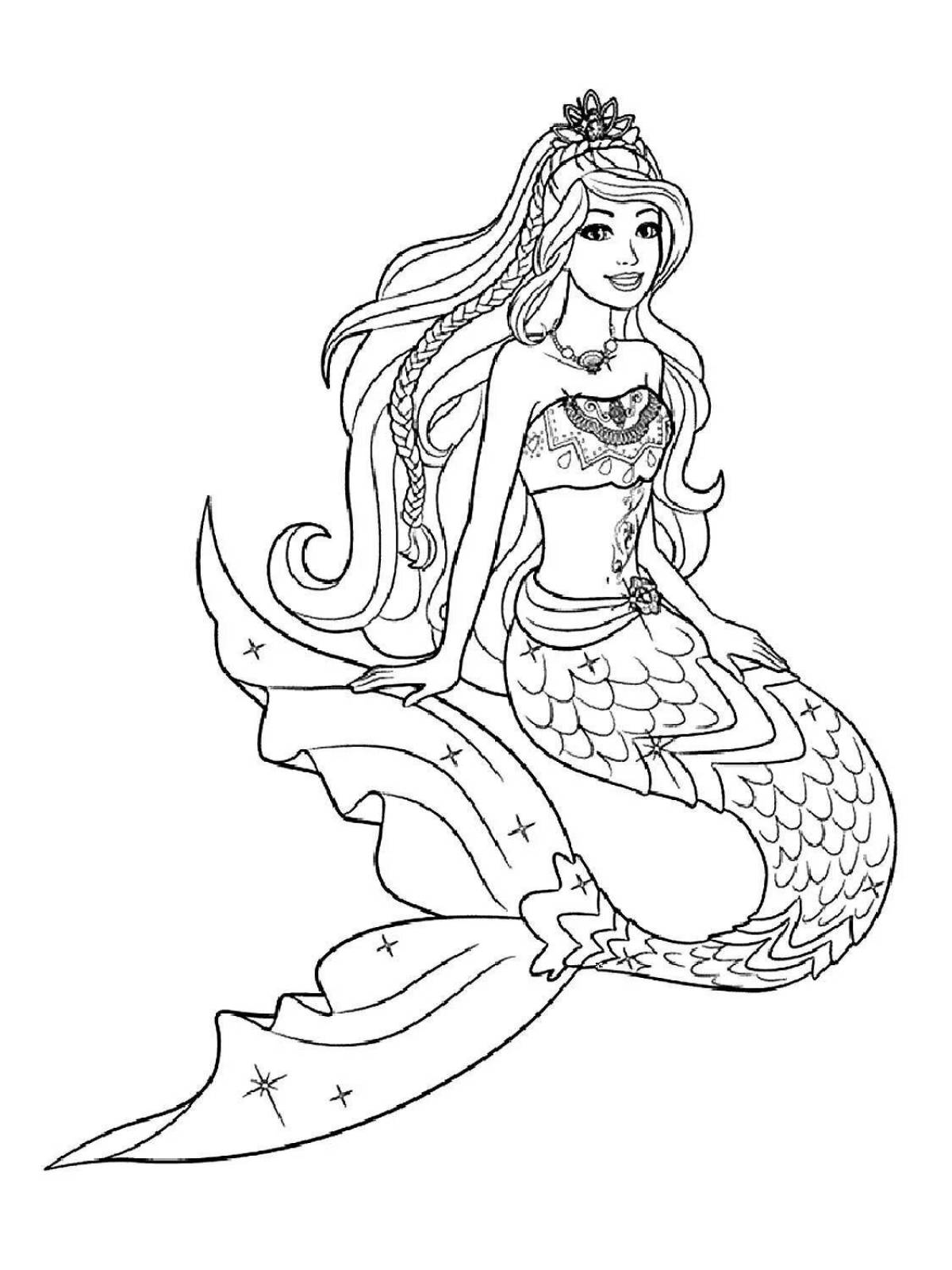 Coloring page shining queen of mermaids