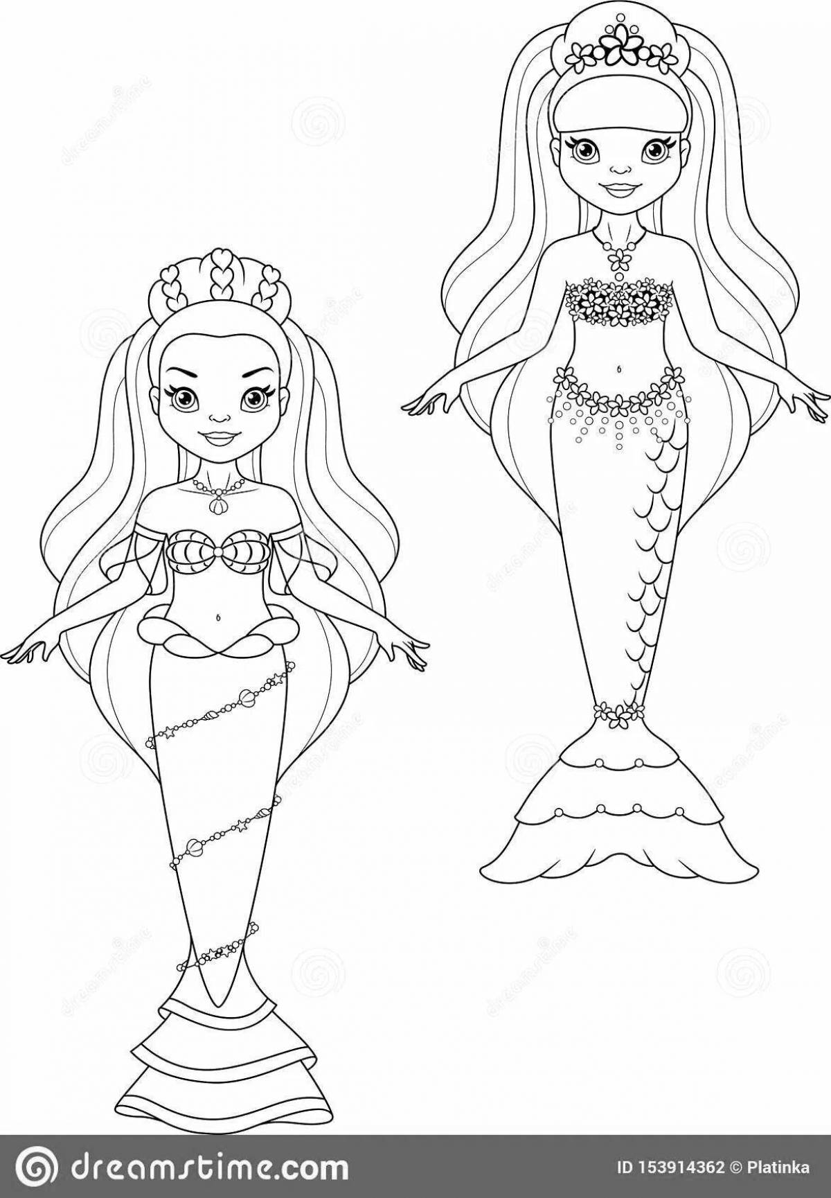 Gorgeous mermaid queen coloring page
