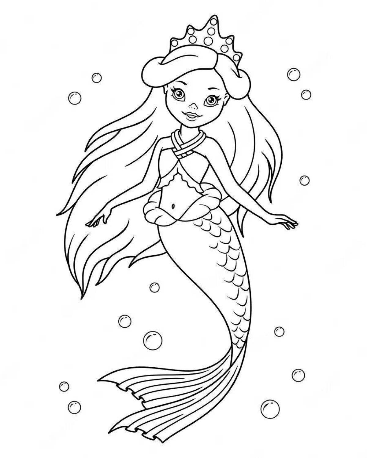 Awesome mermaid queen coloring page
