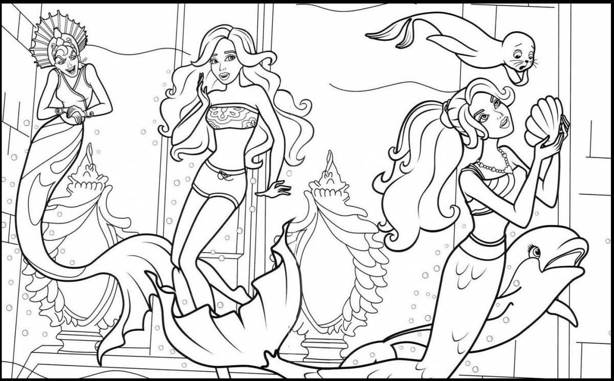 Coloring page beautiful mermaid queen