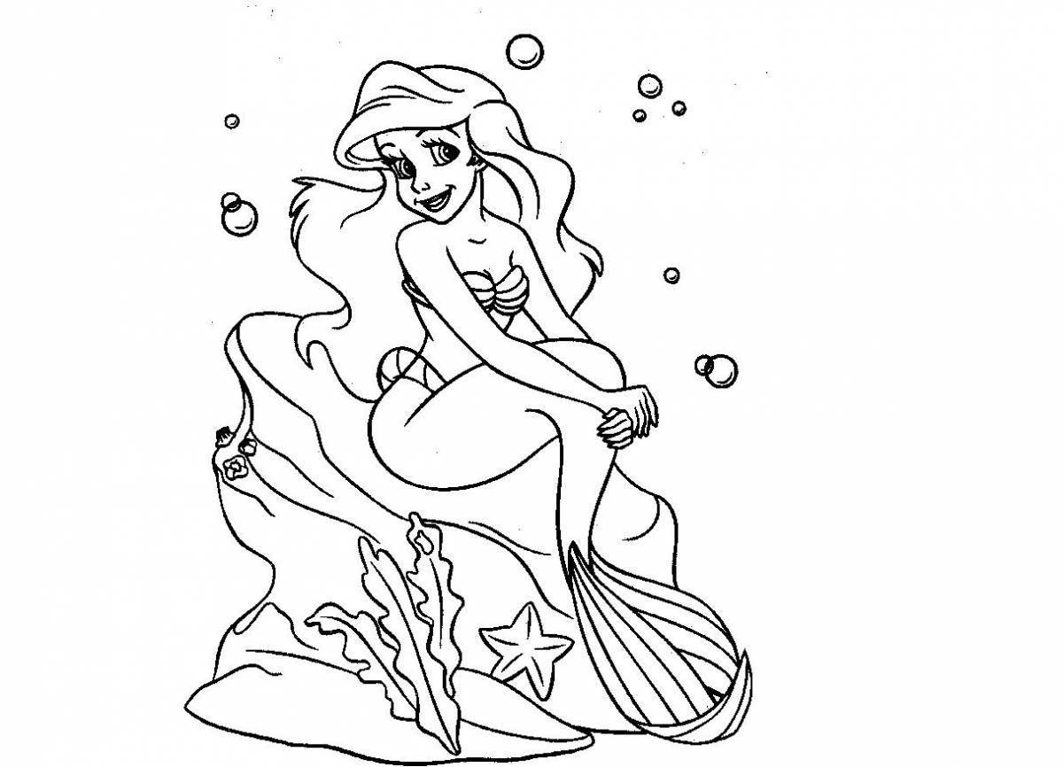Playful mermaid queen coloring page