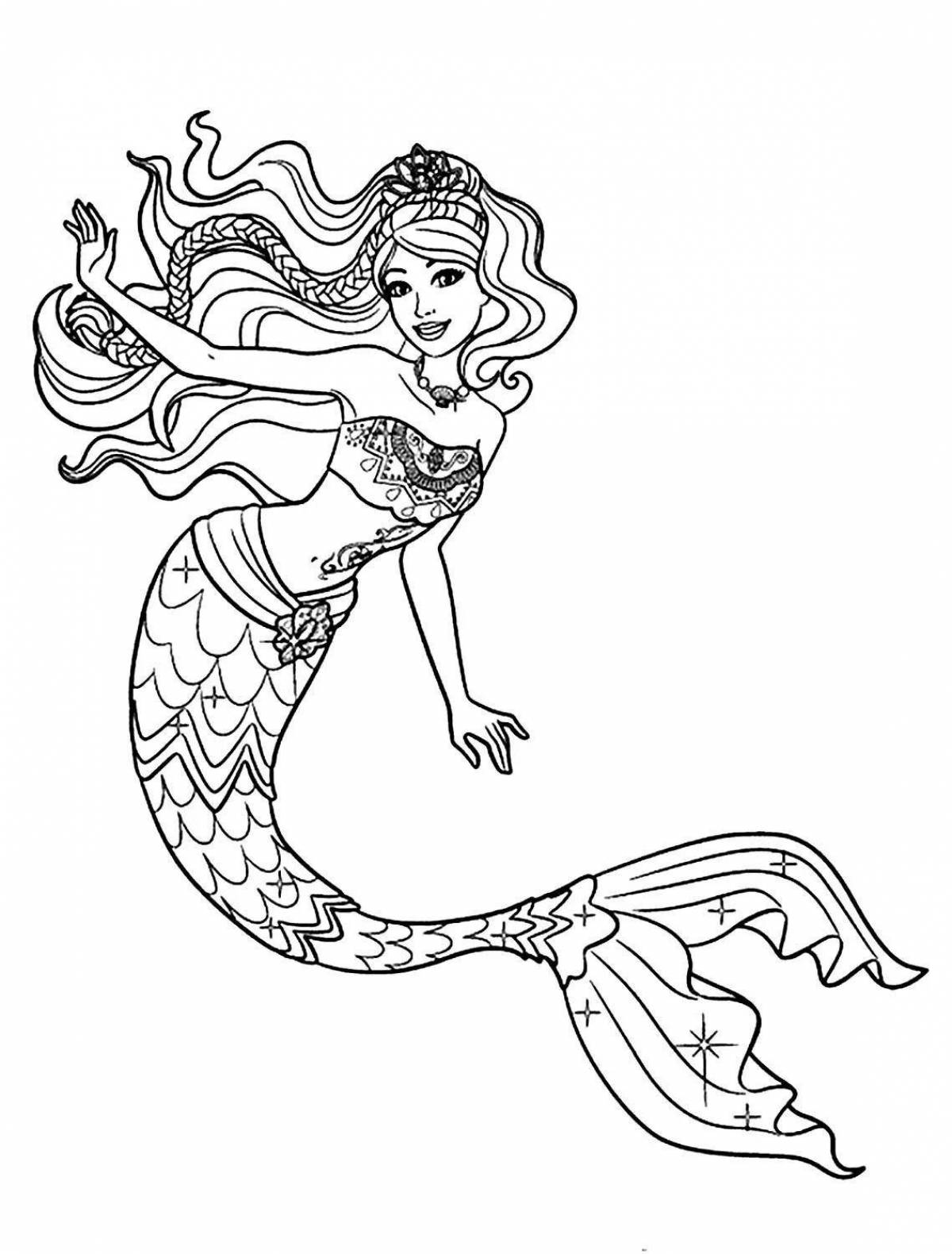 Coloring mystical mermaid queen