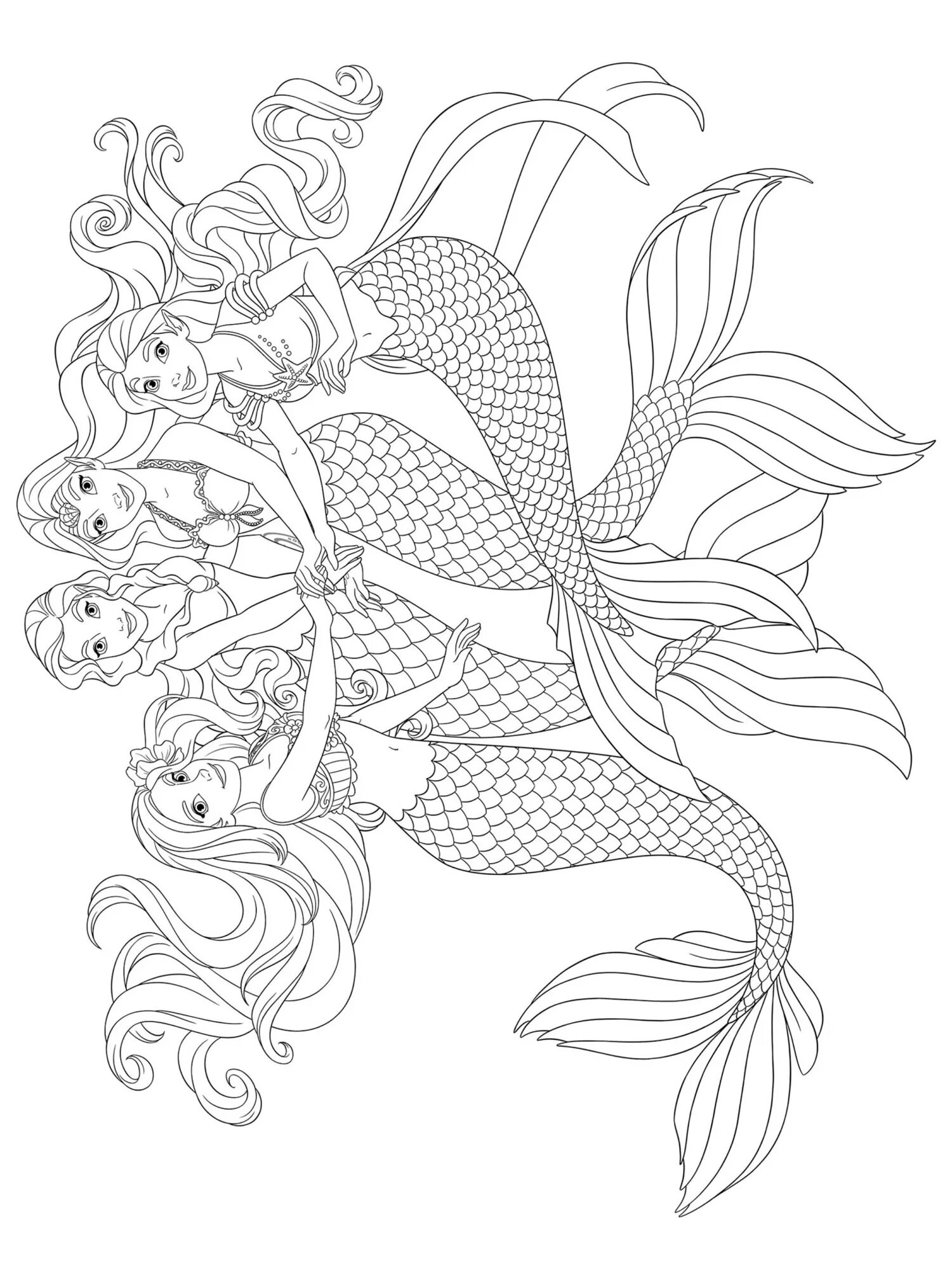 Coloring fairy queen of mermaids