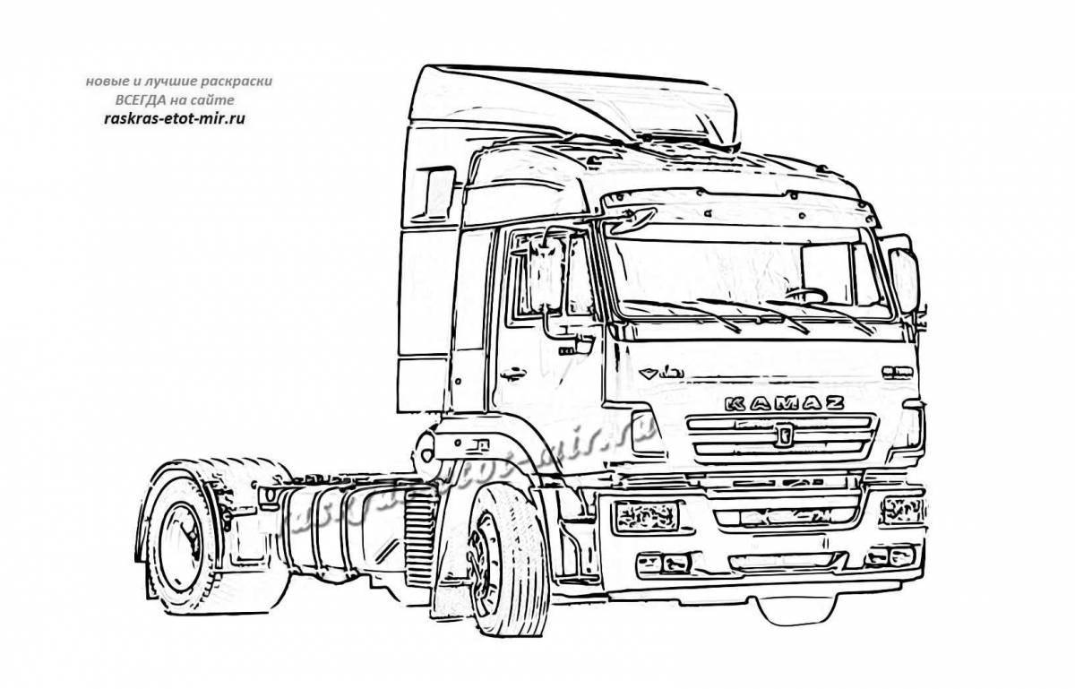 Coloring page mysterious KAMAZ