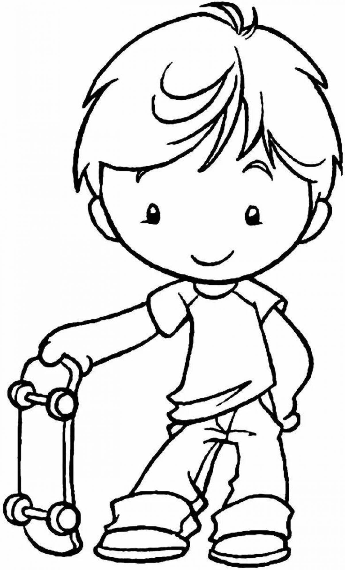 Анимированная раскраска стоящего мальчика