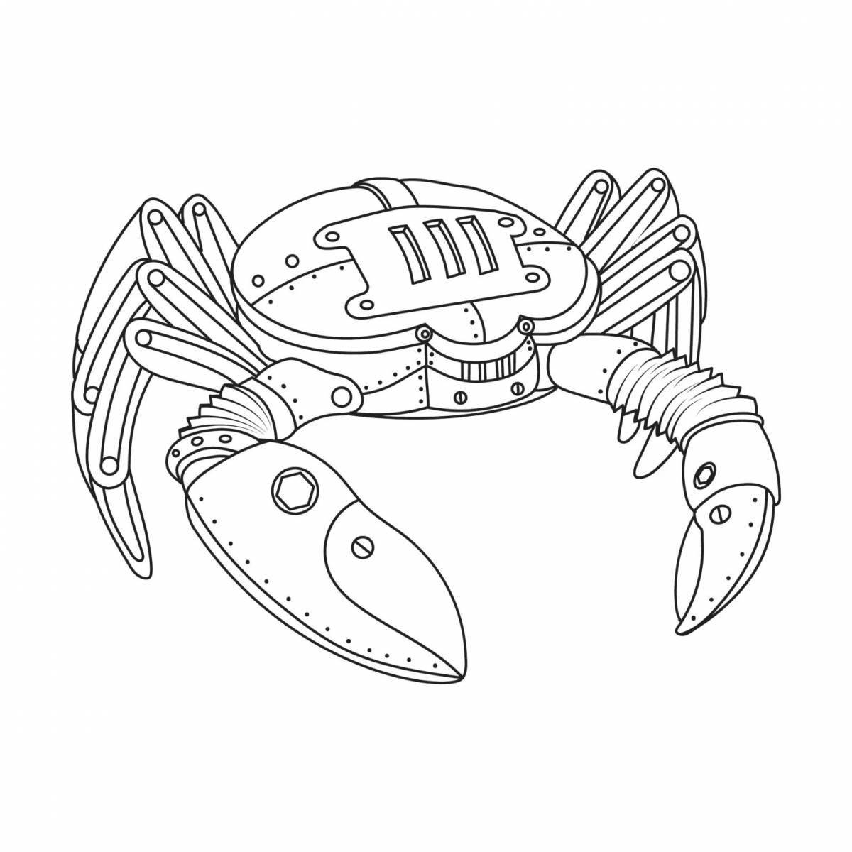 Intricate spider robot coloring page