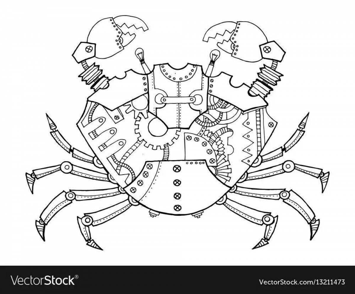 Coloring page adorable robot spider