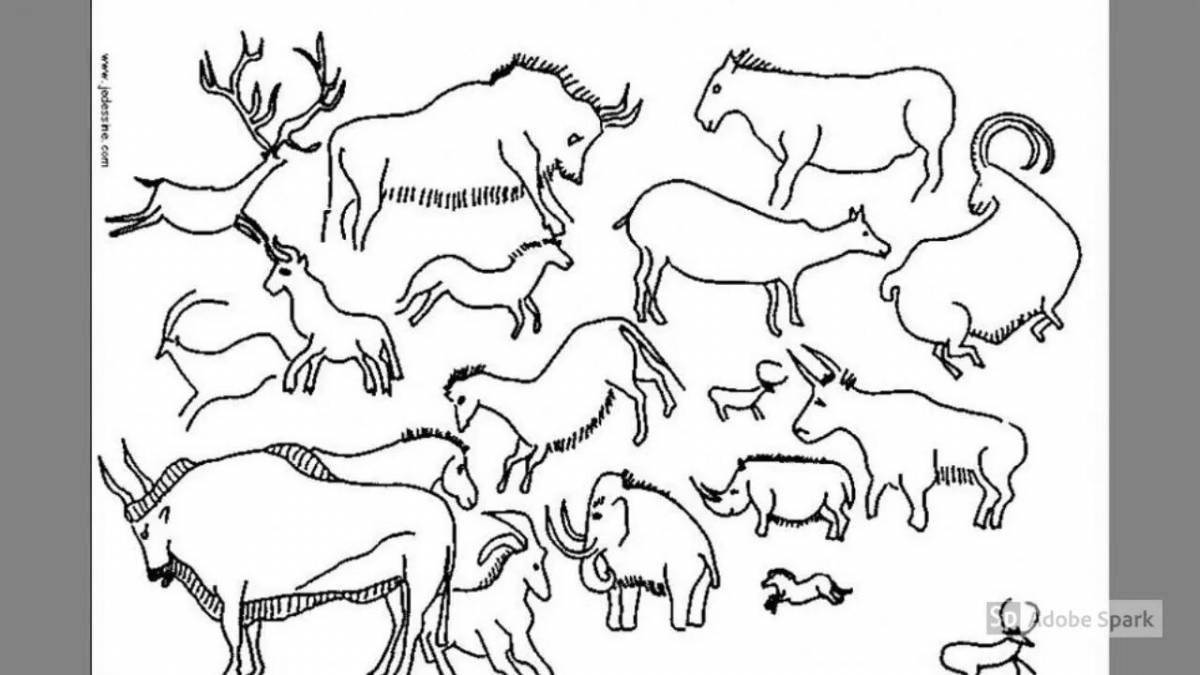 Красочная раскраска древние животные