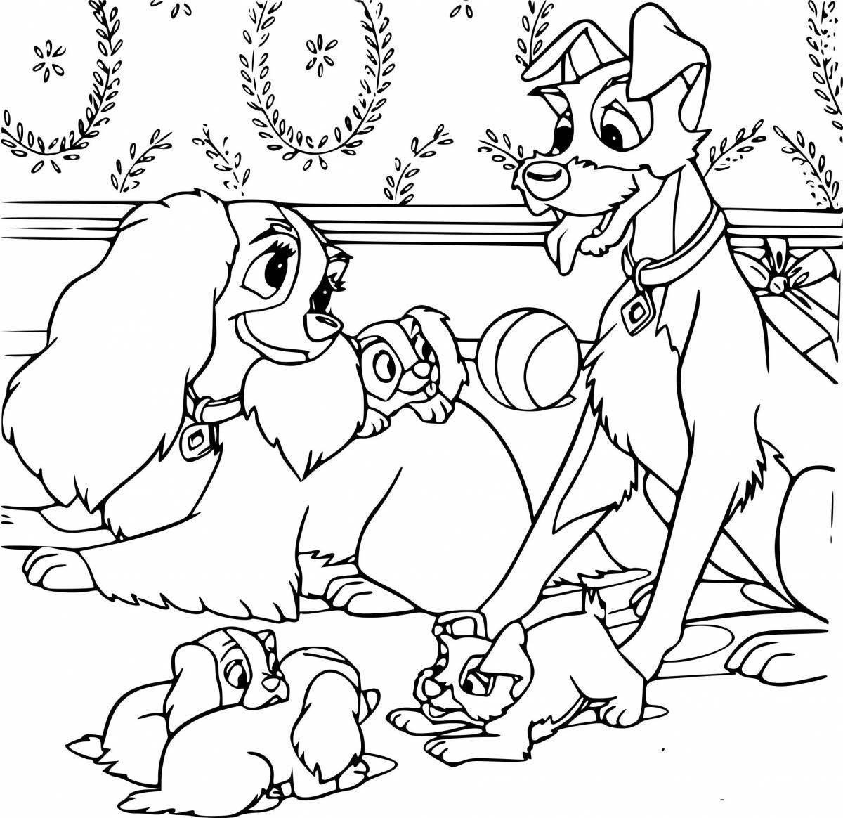 Раскраска Веселая семейная раскраска собак