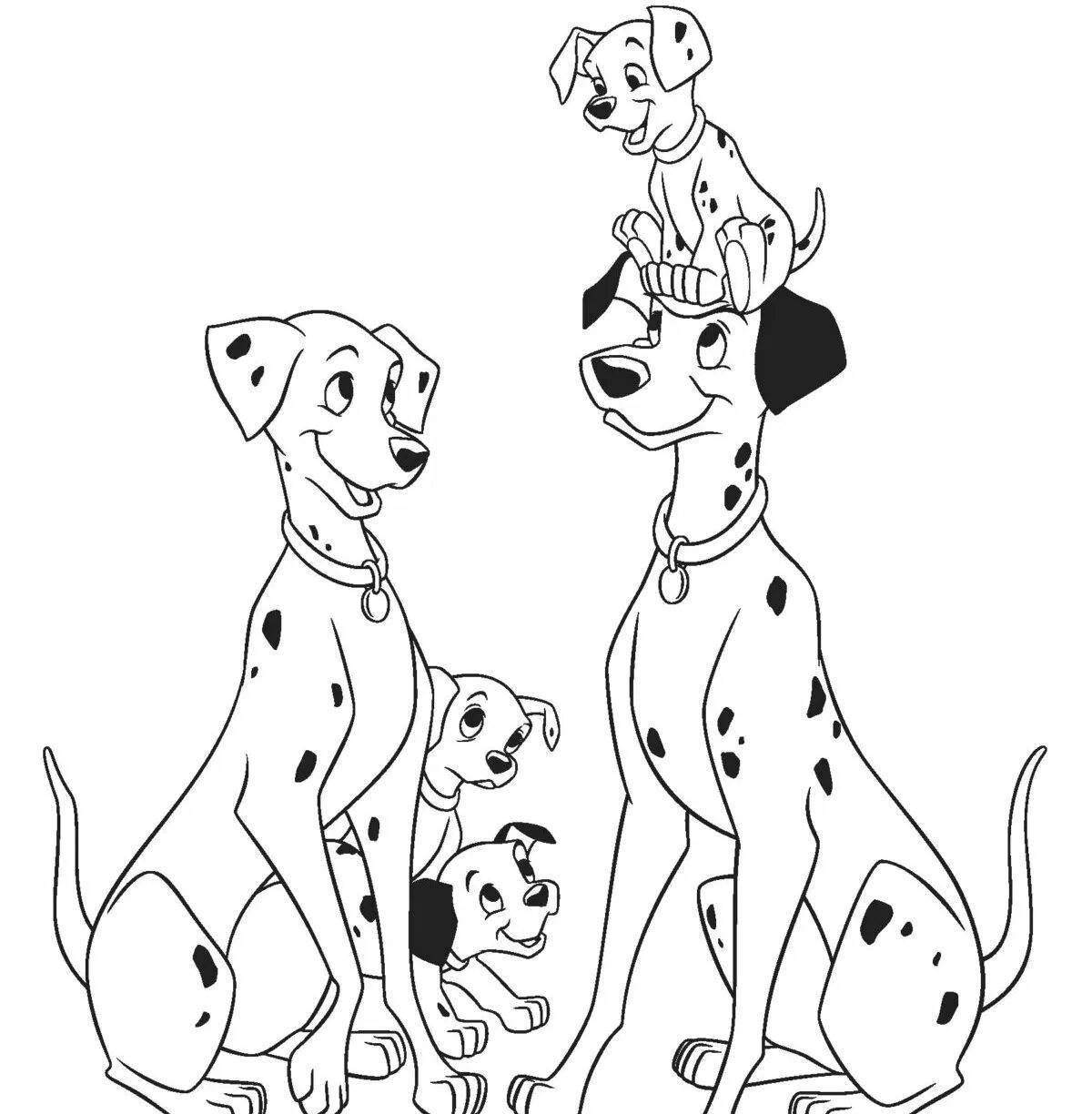 Fun coloring dog family
