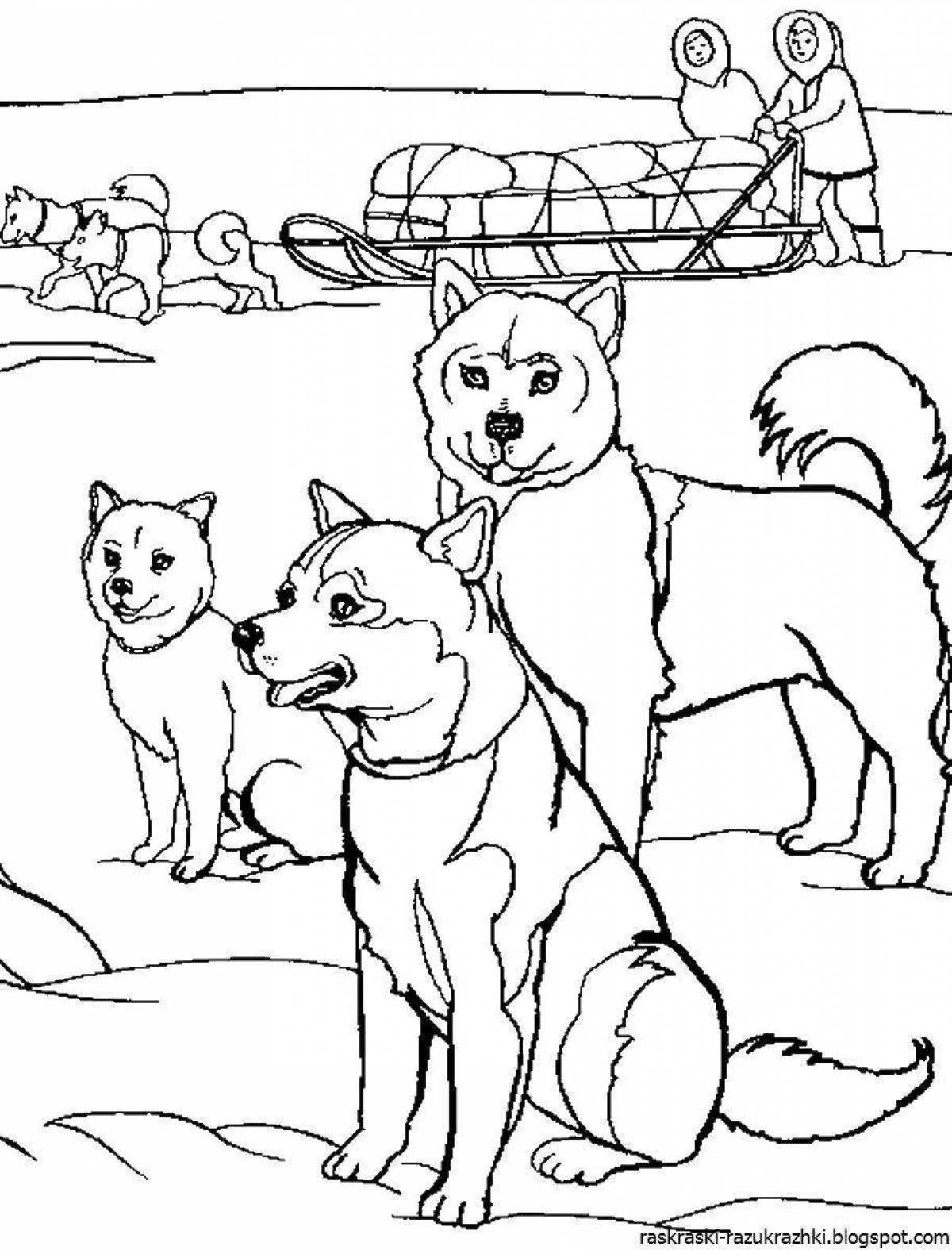 Анимированная страница раскраски семьи собак