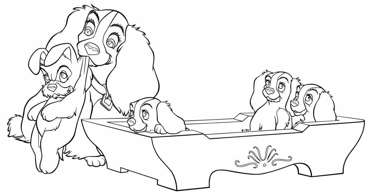 Cute dog family coloring page