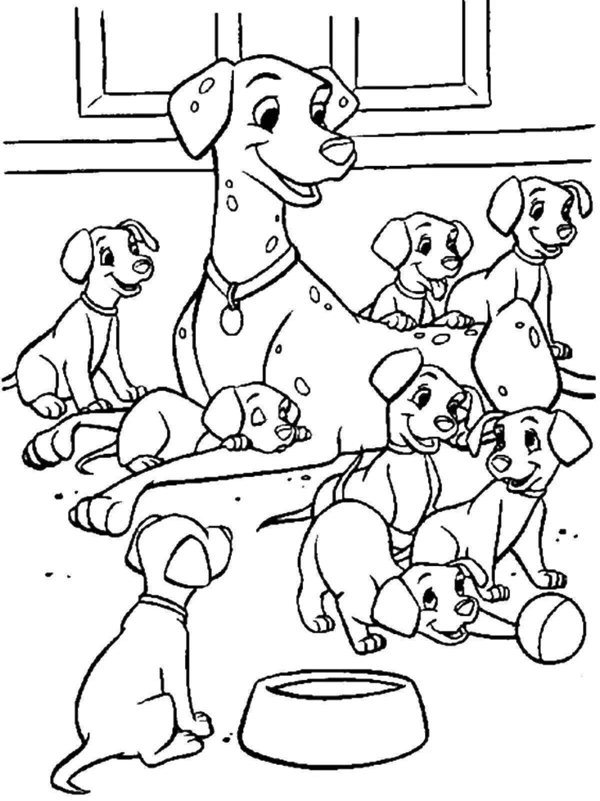 Playable dog family coloring book