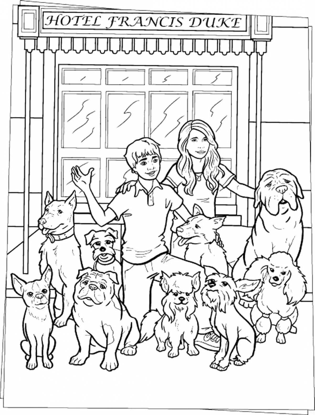 Wiggly dog ​​family coloring page