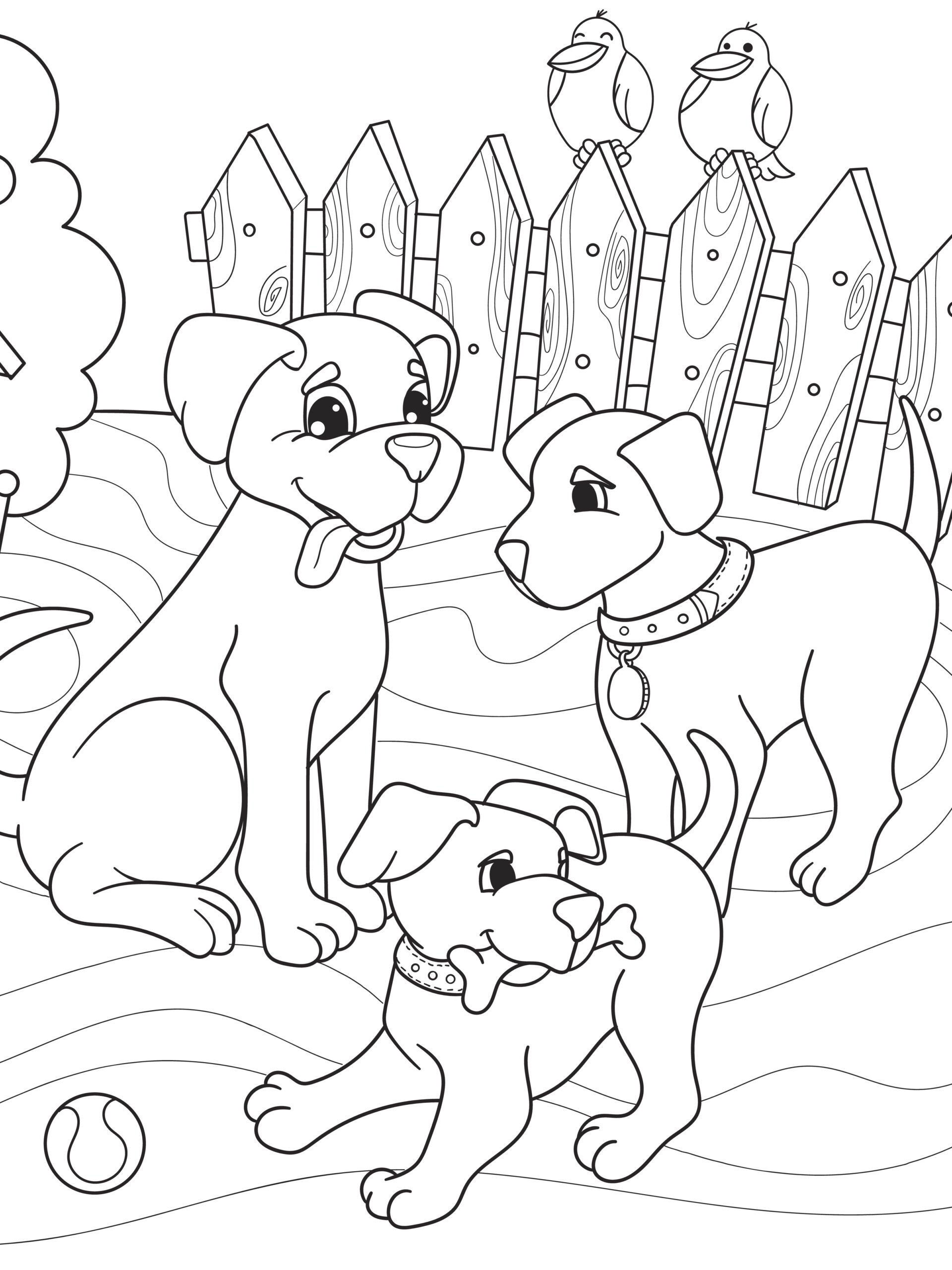 Раскраска семья виляющих собак