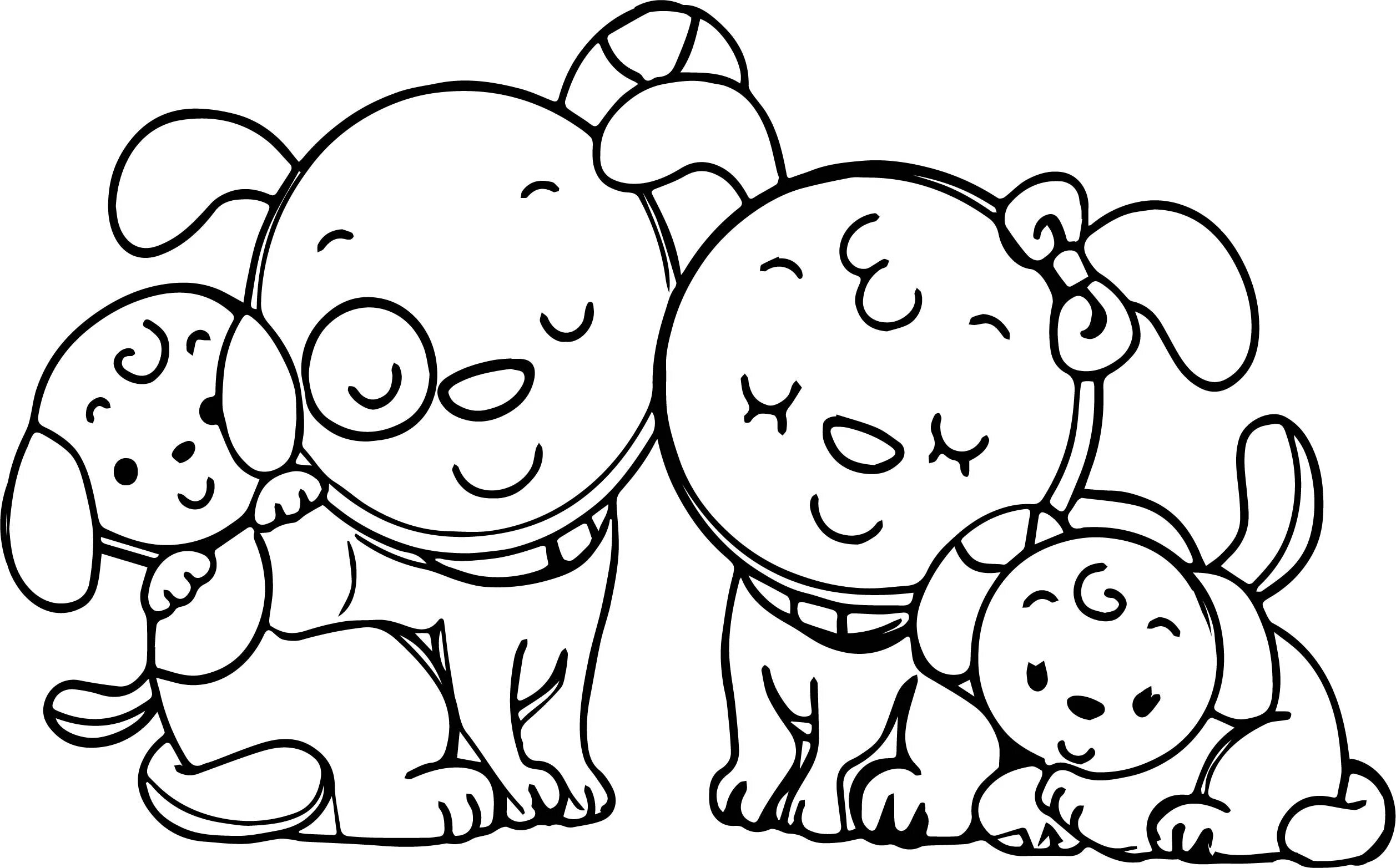Snuggubble dog family coloring page
