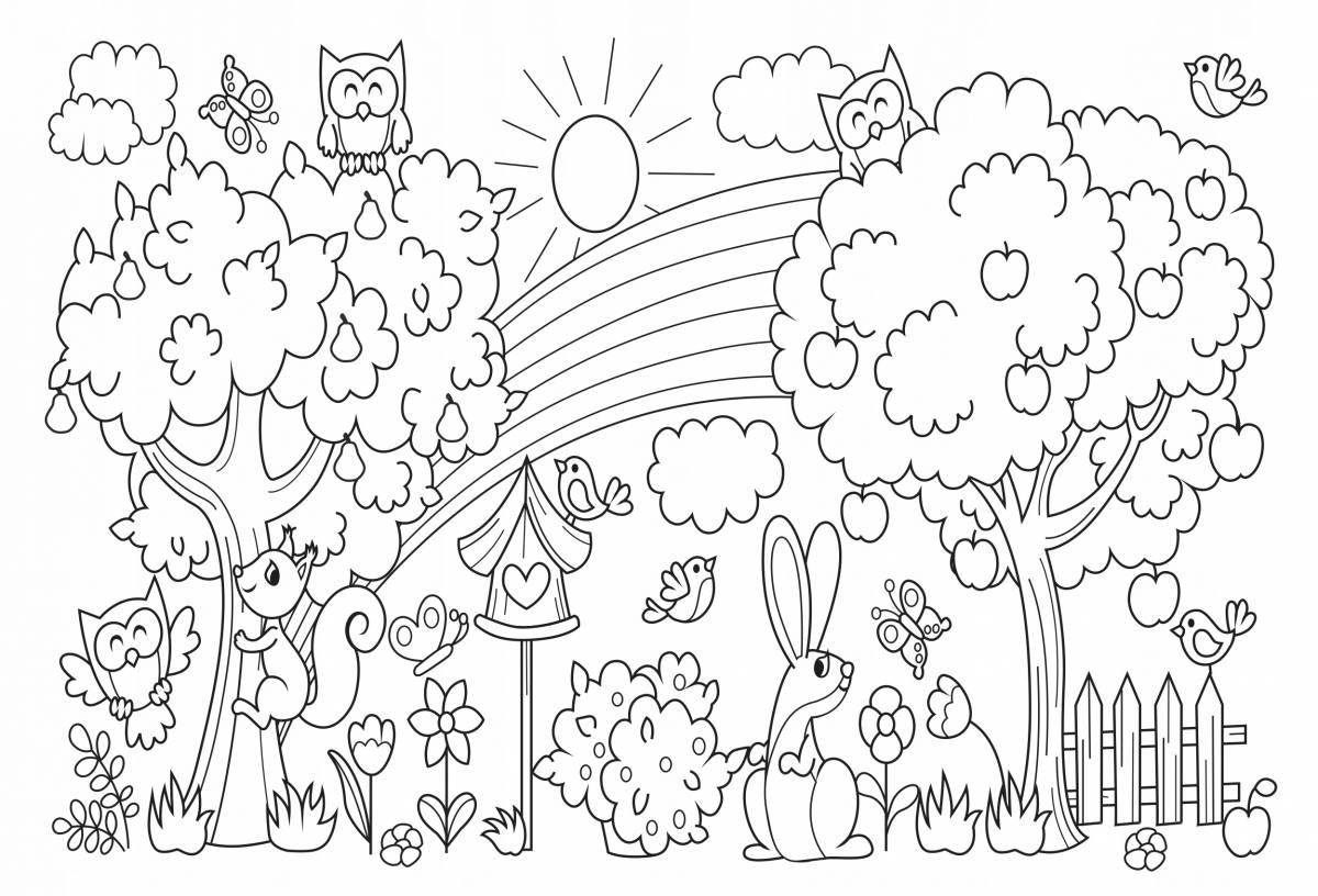 Colouring peaceful forest glade