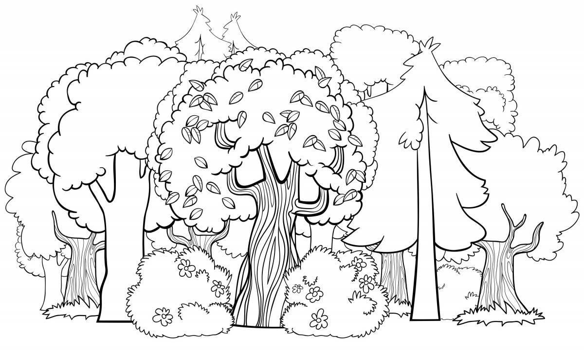 Coloring page blissful forest glade