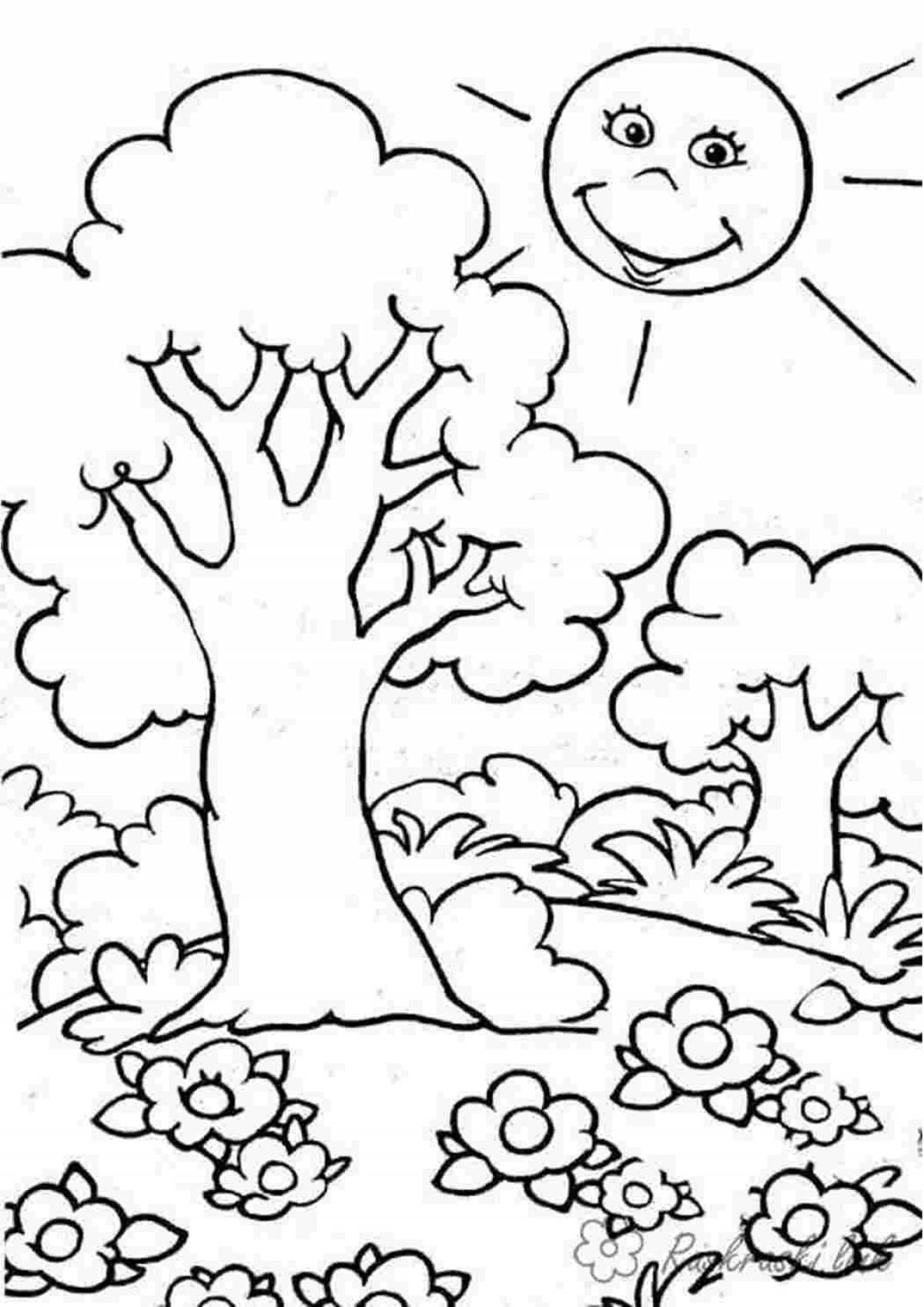 Refreshing forest coloring page