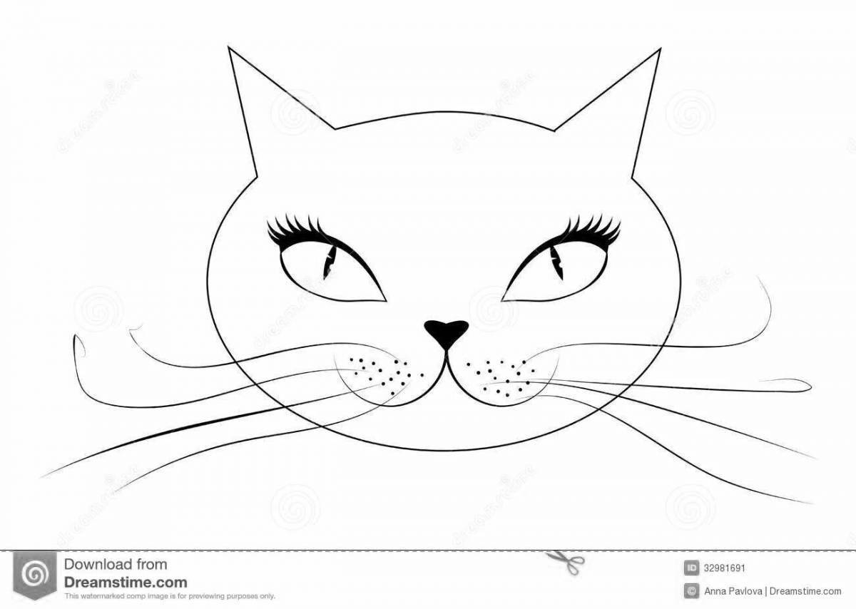 Coloring page fluffy cat face