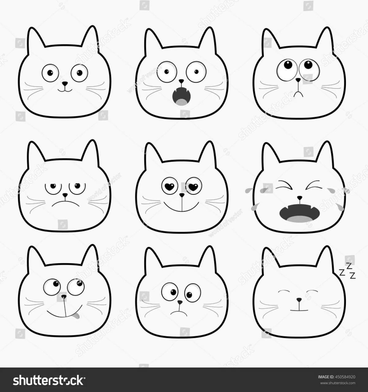 Fancy cat face coloring book