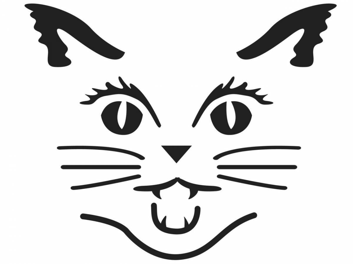 Coloring cat face mischievous