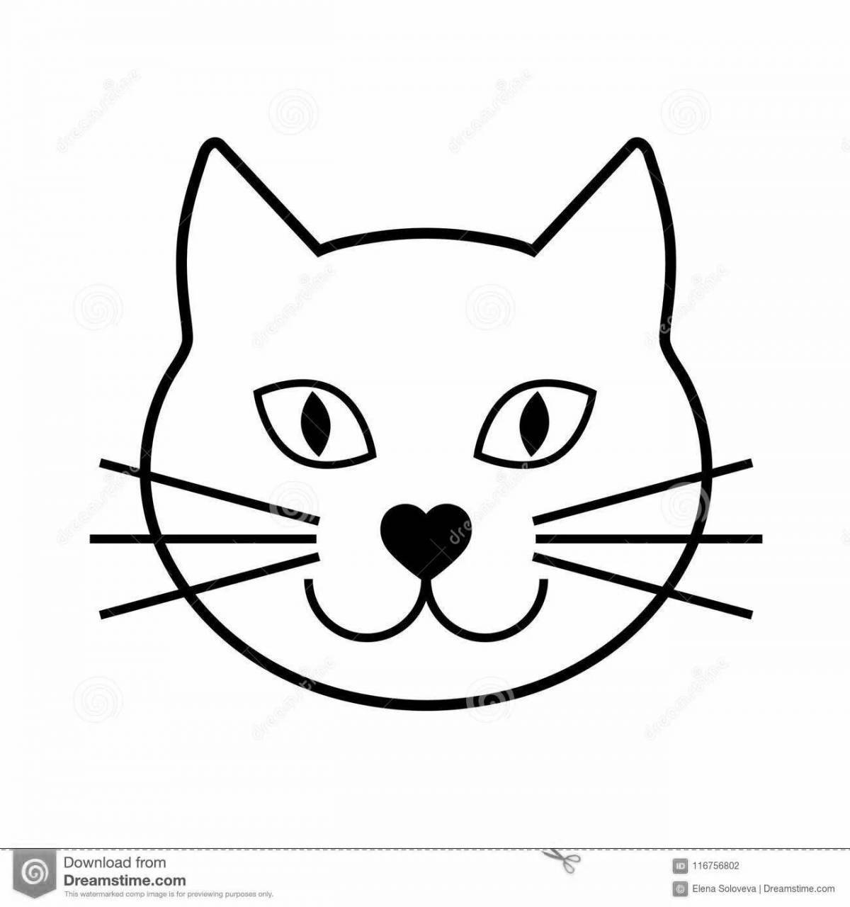 Glowing cat face coloring page