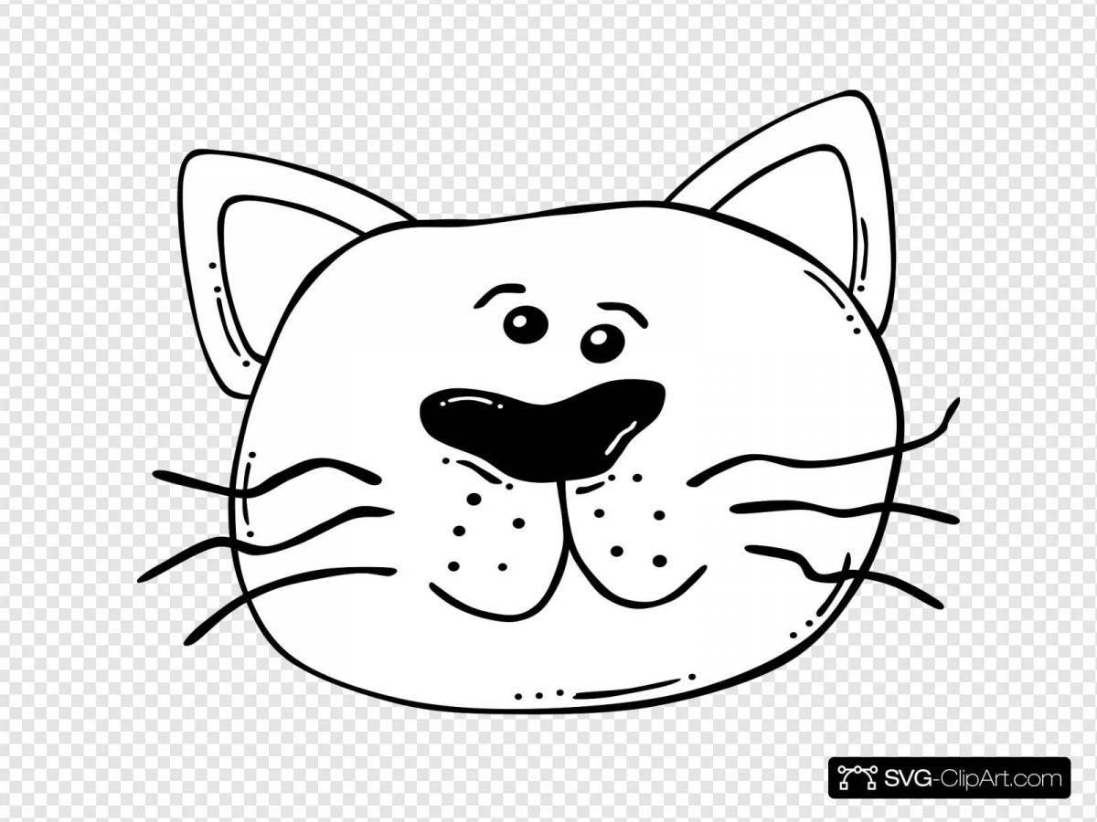 Coloring cat smiling face