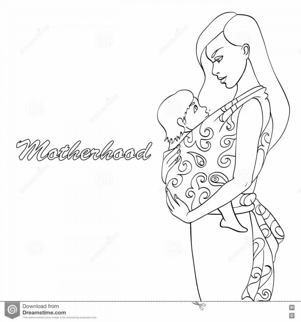 Glowing pregnant mom coloring page