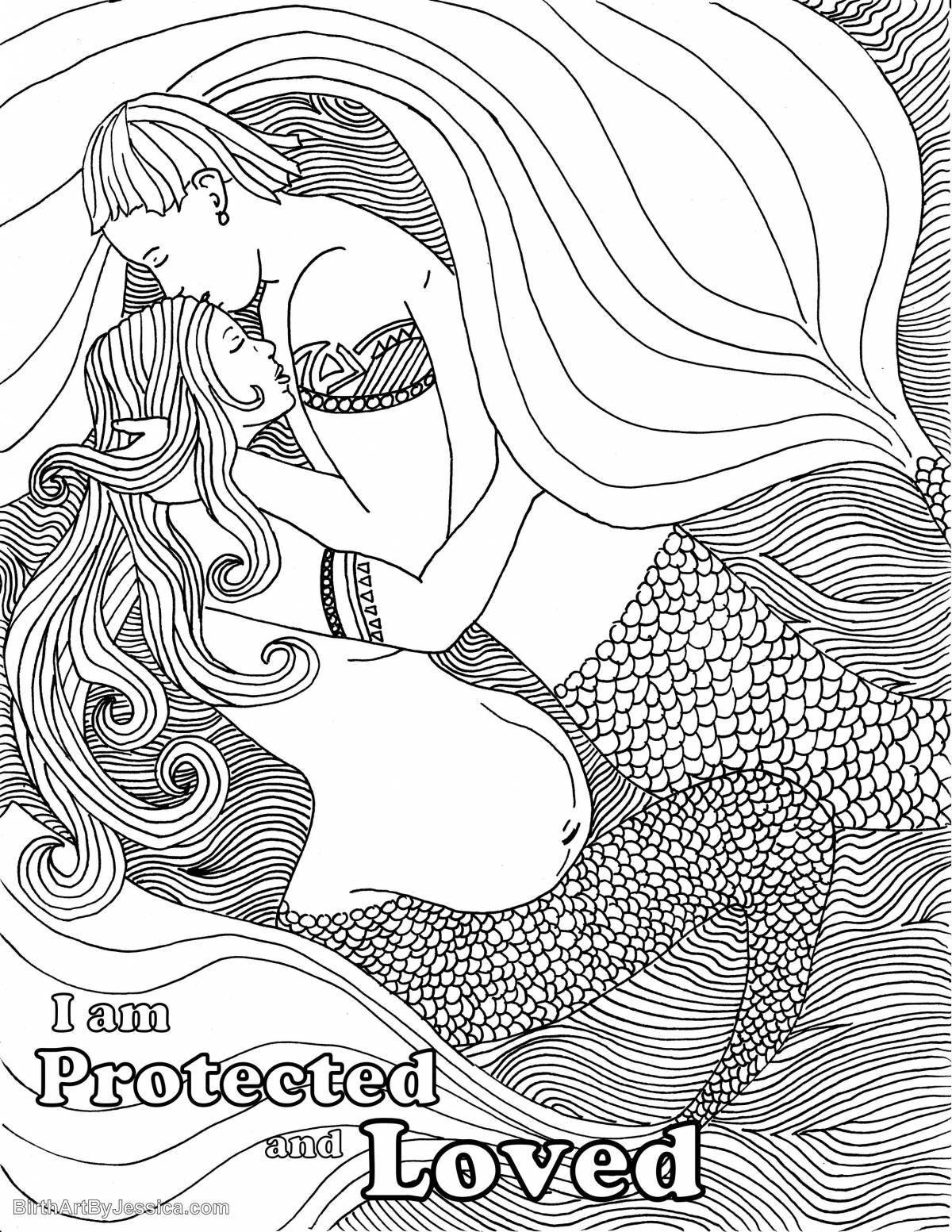 Gorgeous pregnant mom coloring book