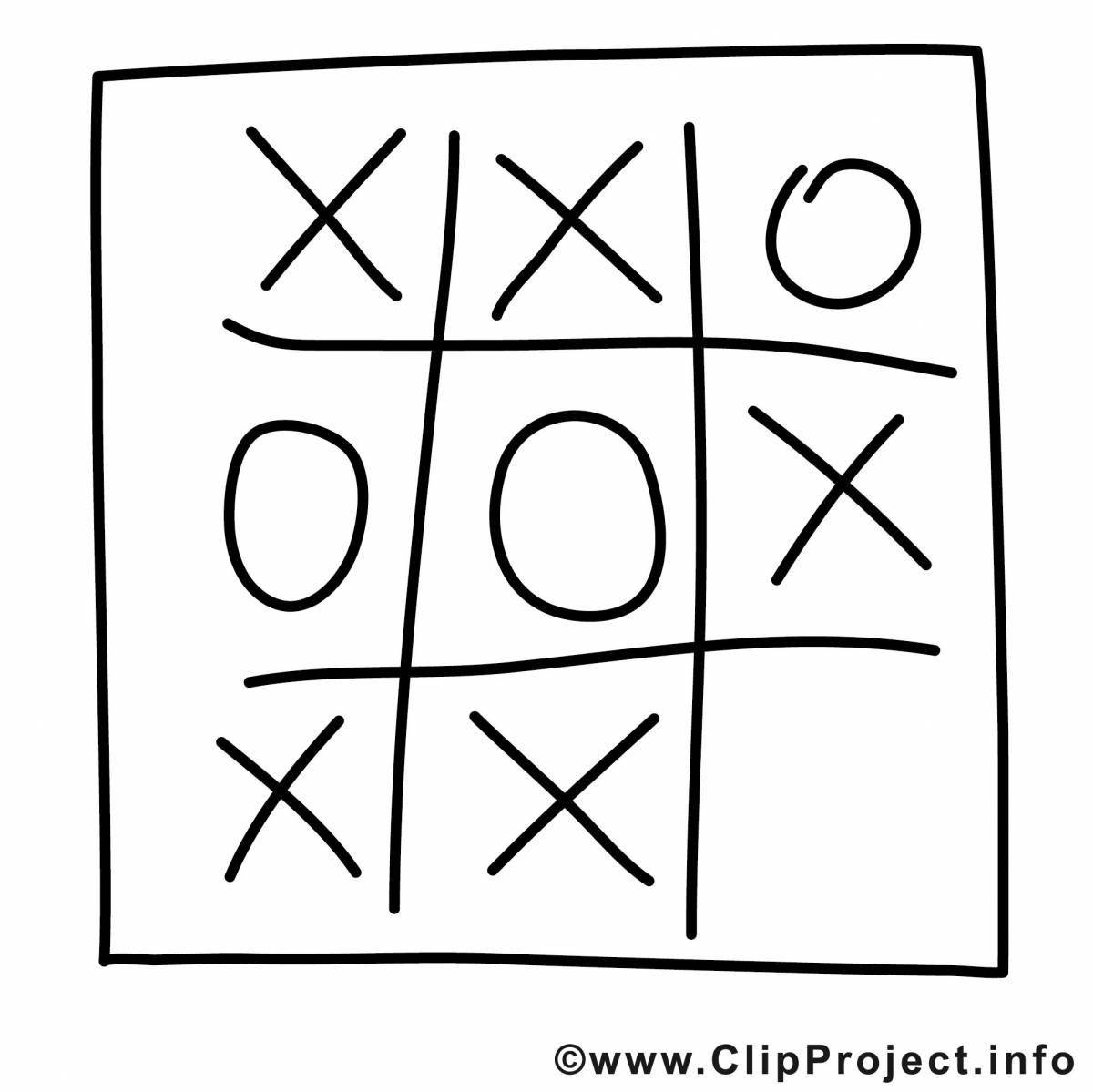 Colorful tic-tac-toe coloring page