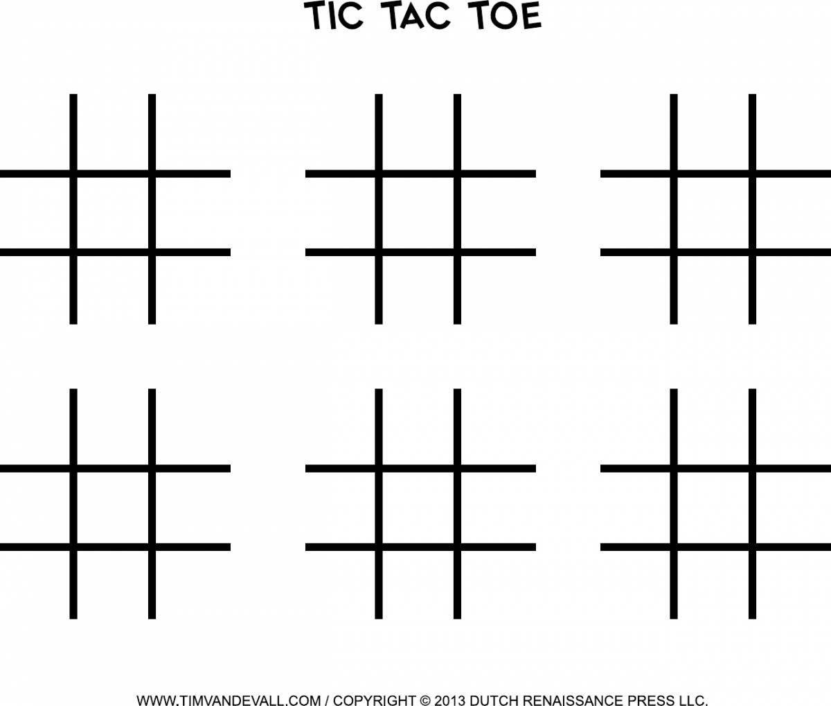 Playful tic-tac-toe coloring page