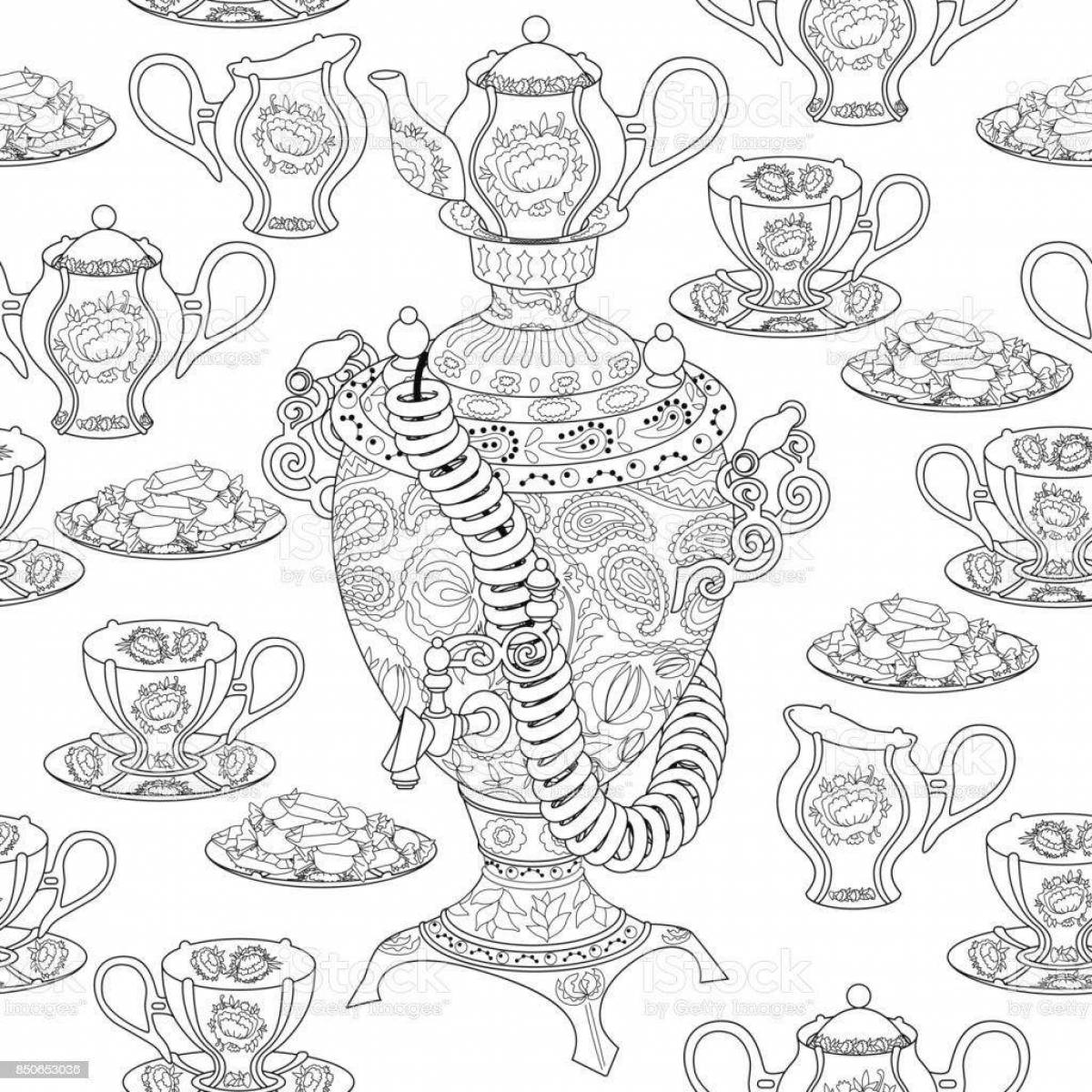 Coloring page joyful Tula samovar