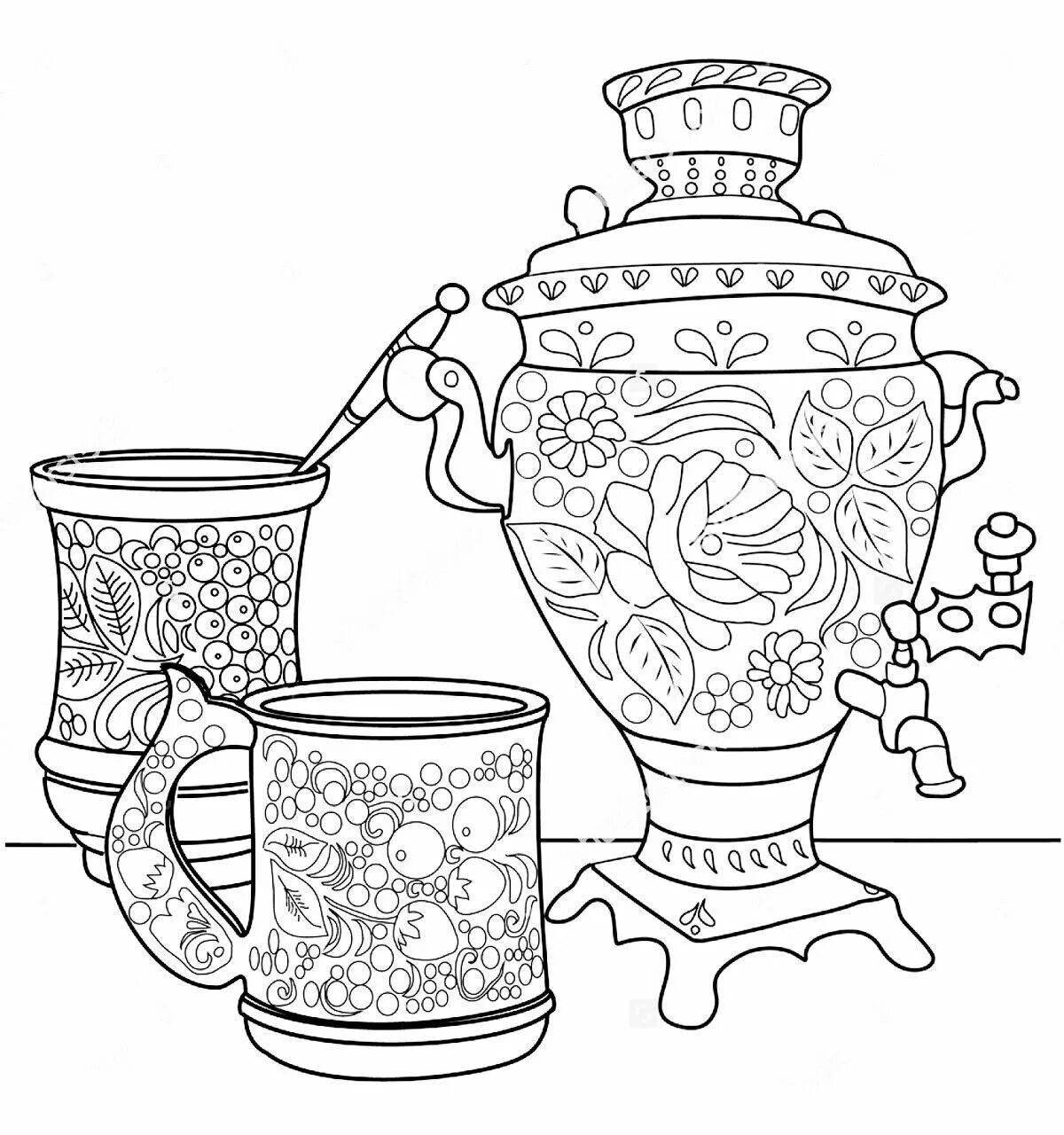 Coloring book captivating Tula samovar