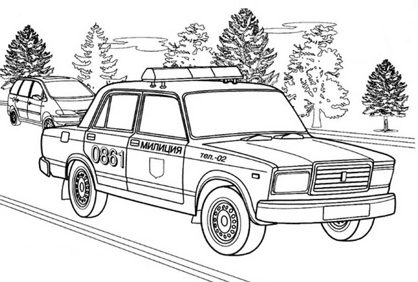 Photo Police car coloring page