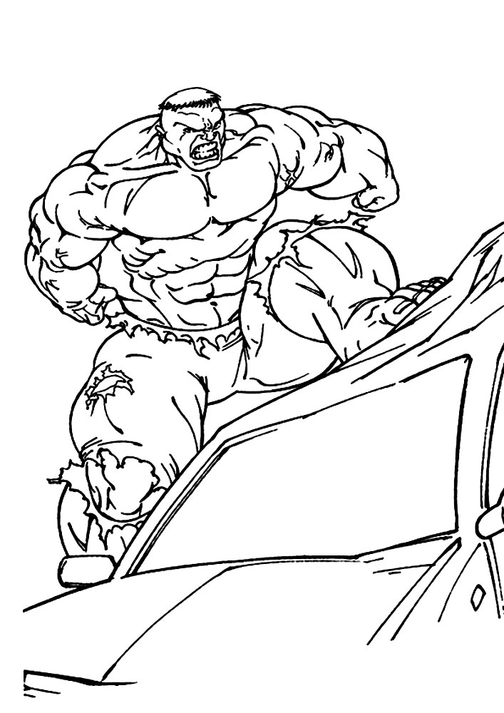 Hulk on the roof of a car