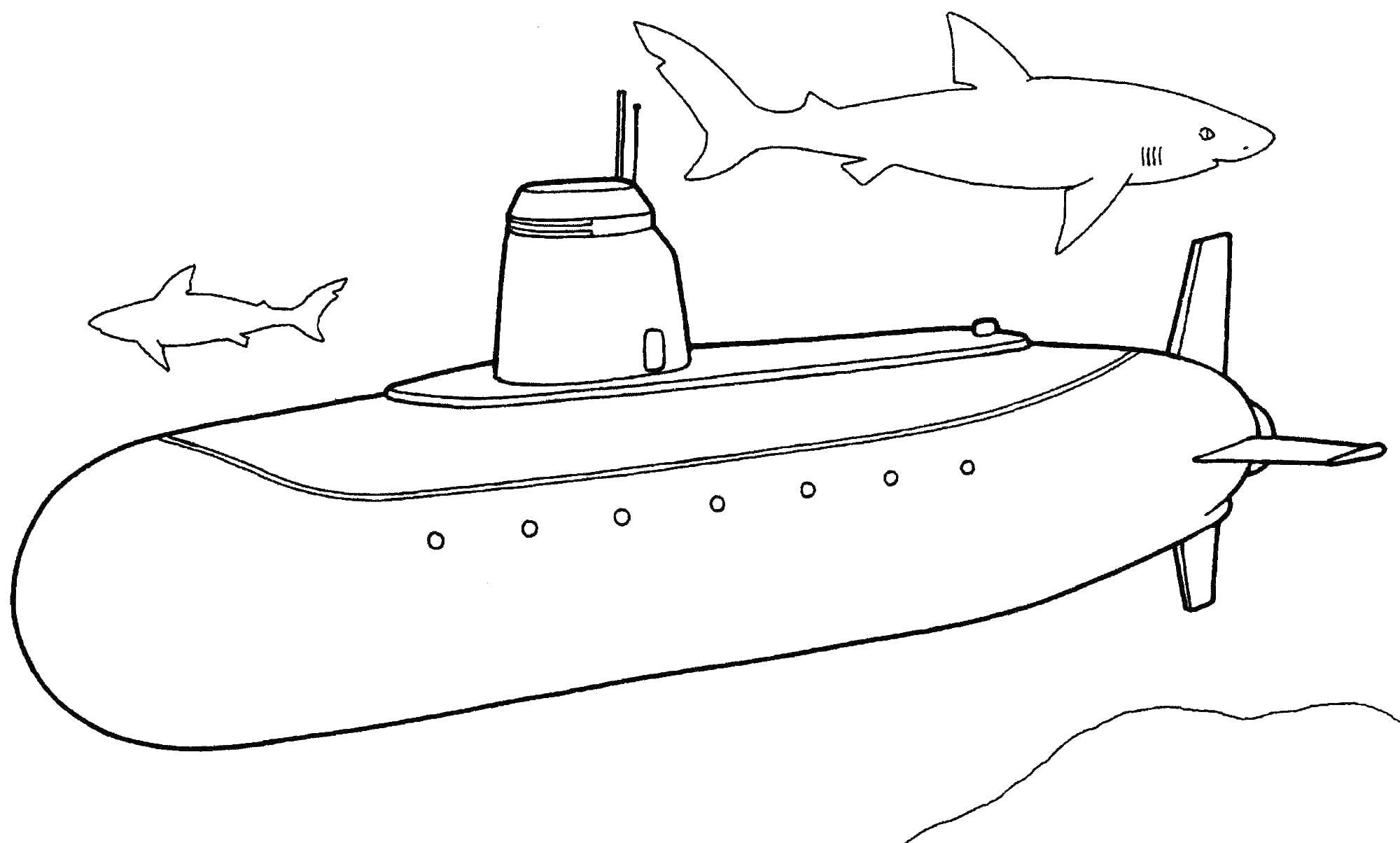 Фото Подводная лодка с акулами