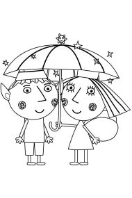 Ben and Holly under an umbrella