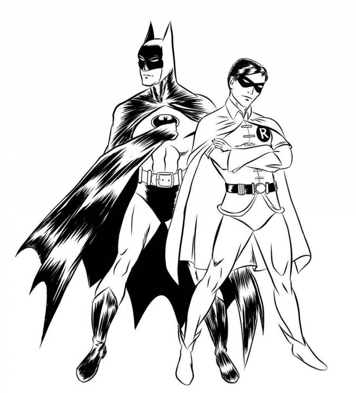 Бэтмен и Робин раскраска