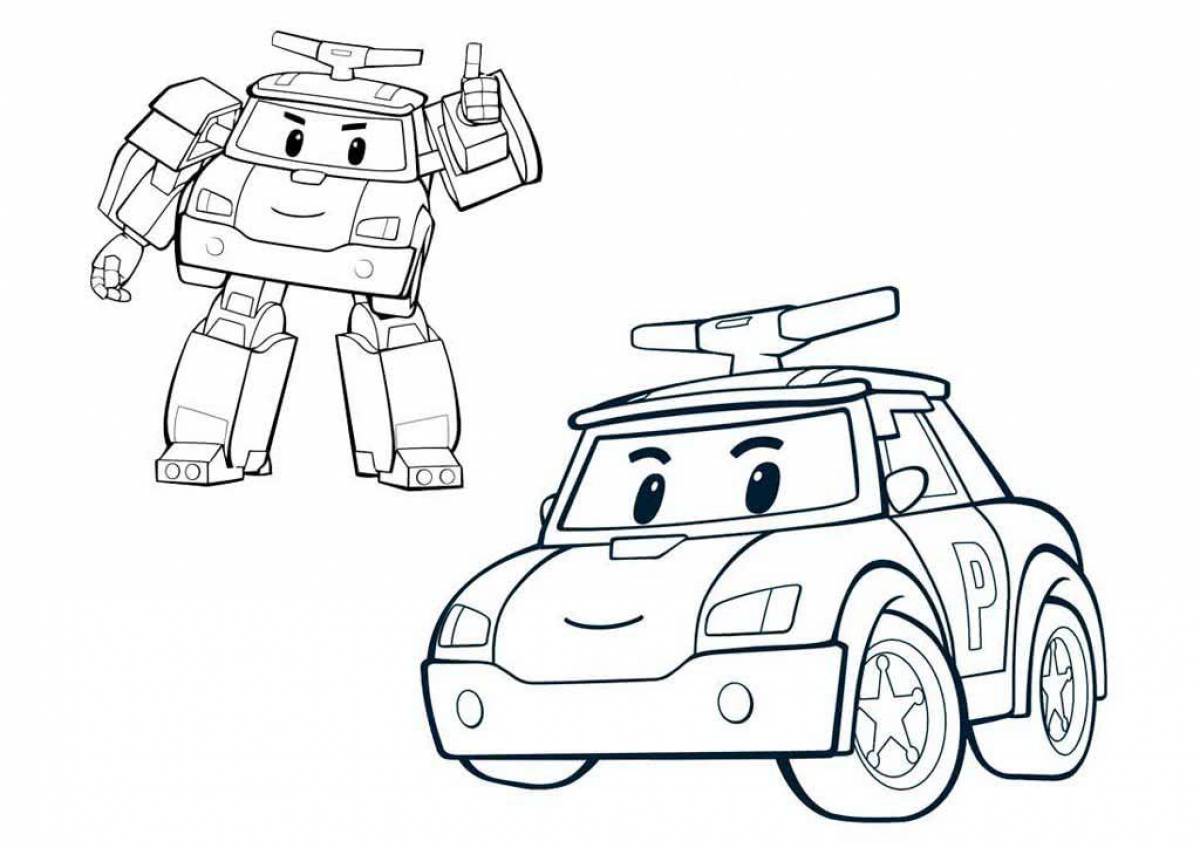 Robocar poli coloring pages with color frenzy