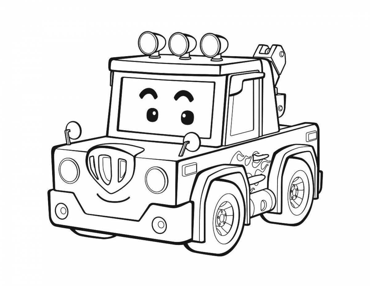 Robocar poli coloring page with bright colors