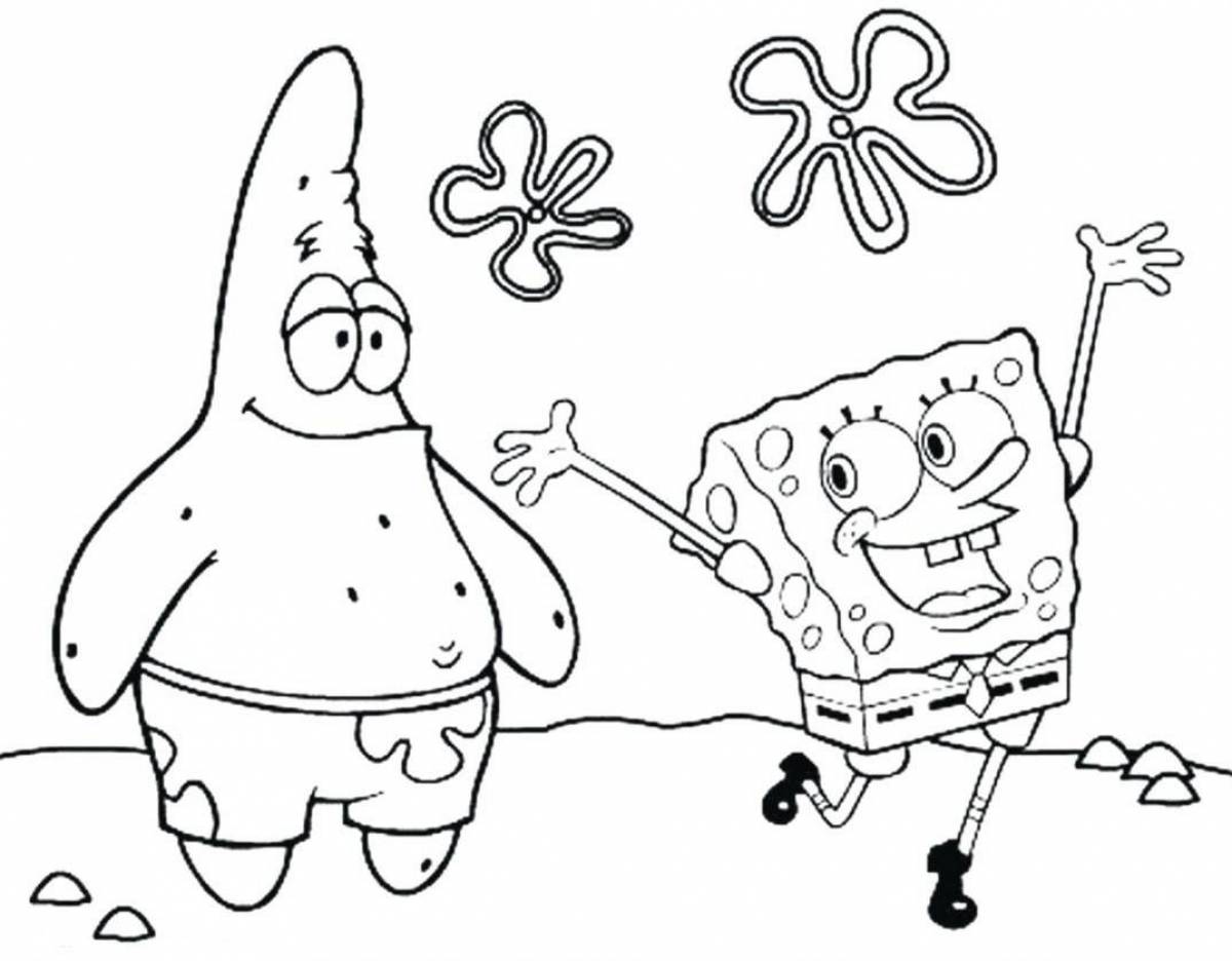 Happy spongebob coloring page