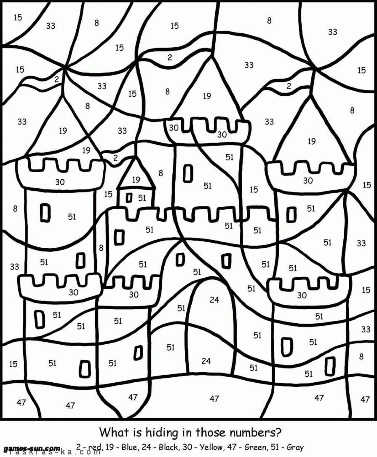 Color by number coloring book for preschoolers