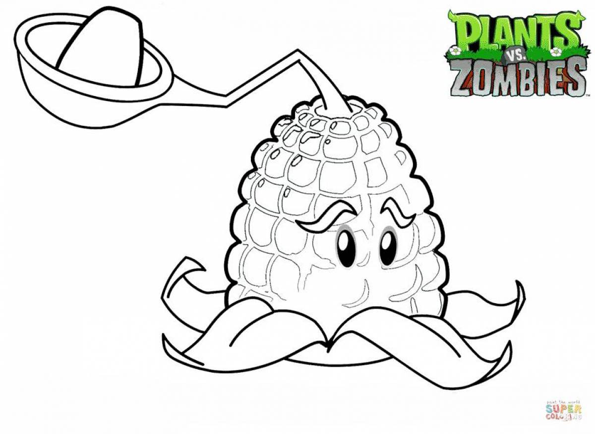 Coloring page funny plants vs zombies