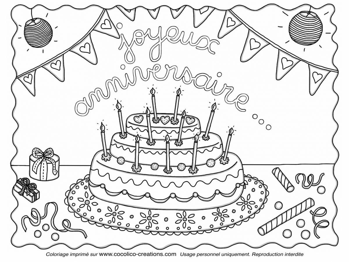 Colorful birthday coloring page