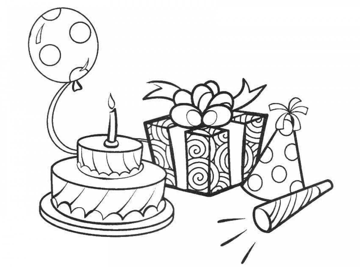 Shiny birthday coloring page