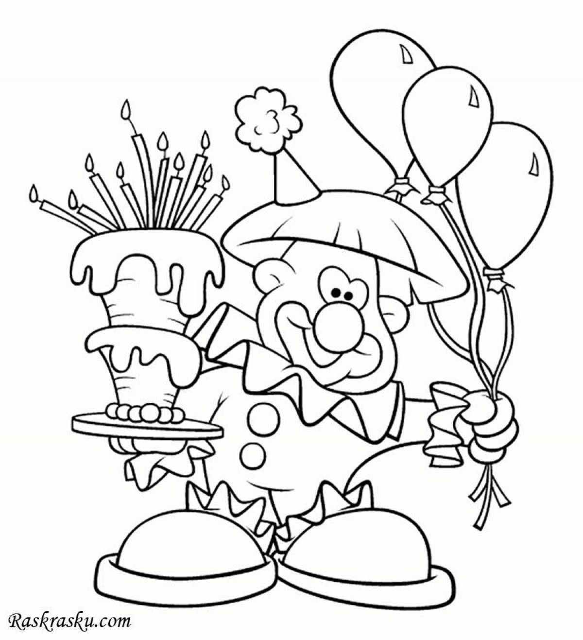 Playful birthday coloring page