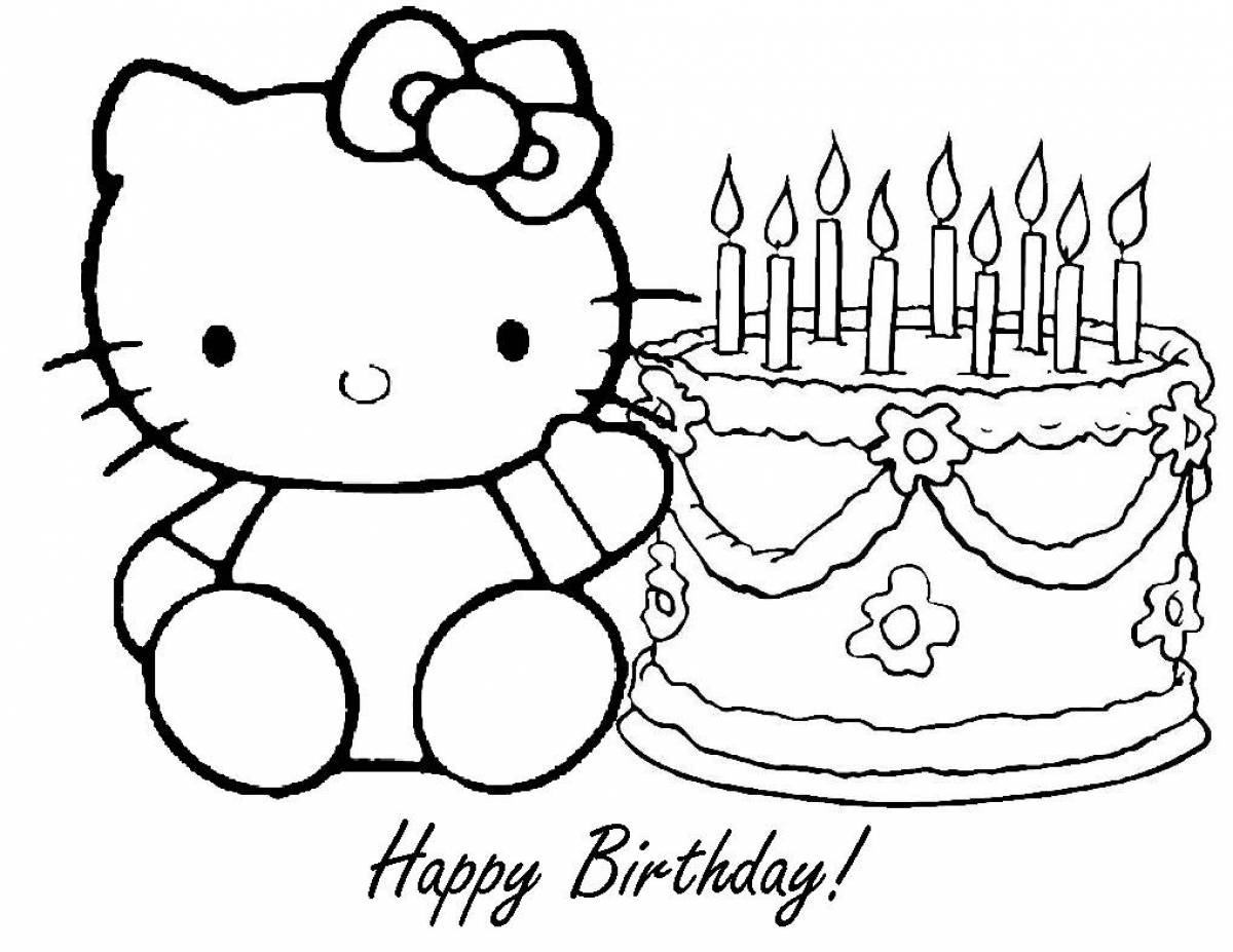 Bright birthday coloring page