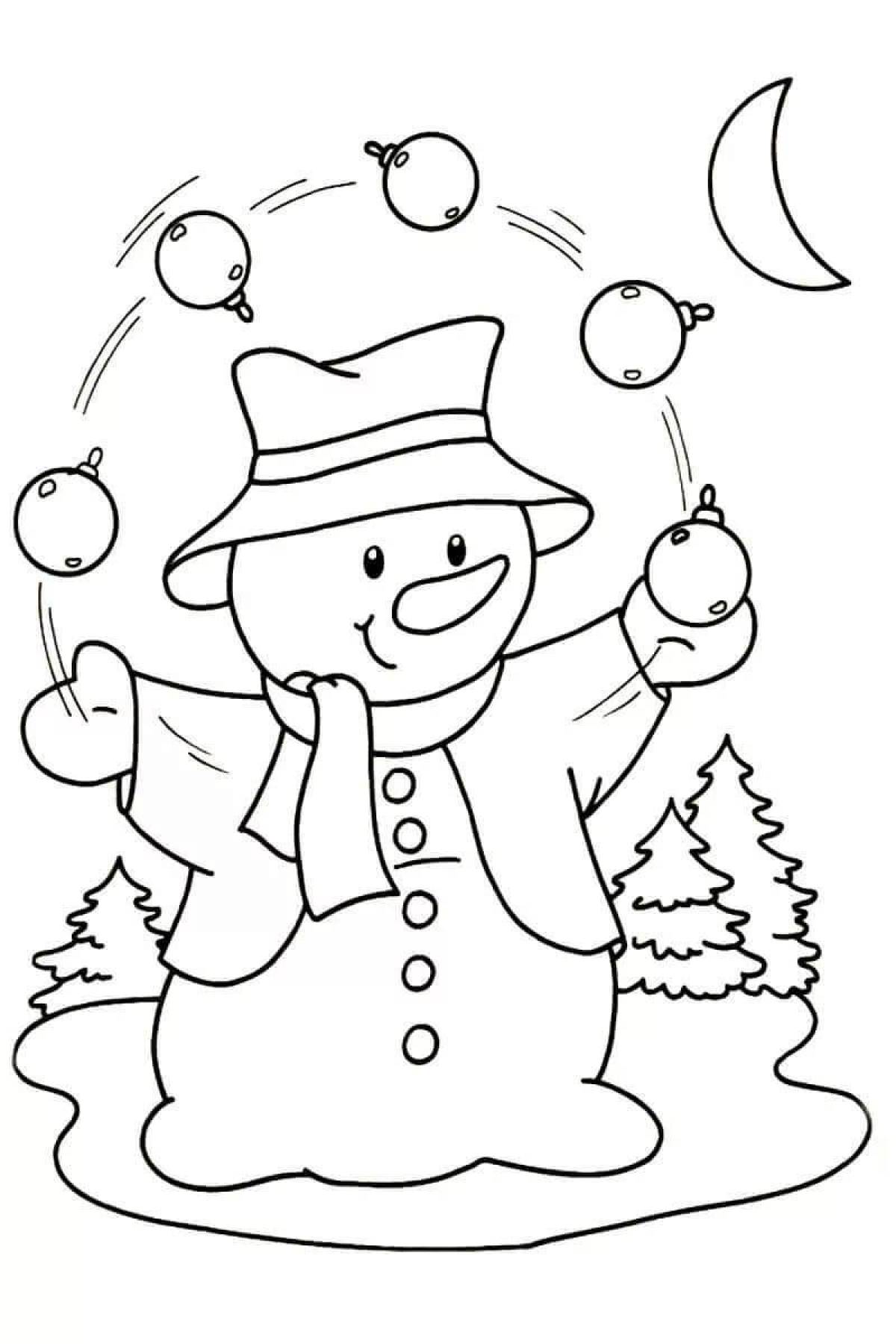 Humorous snowman coloring book for kids